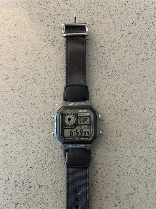 Casio Other - Casio Digital World Time Illuminator Watch - Black and Silver